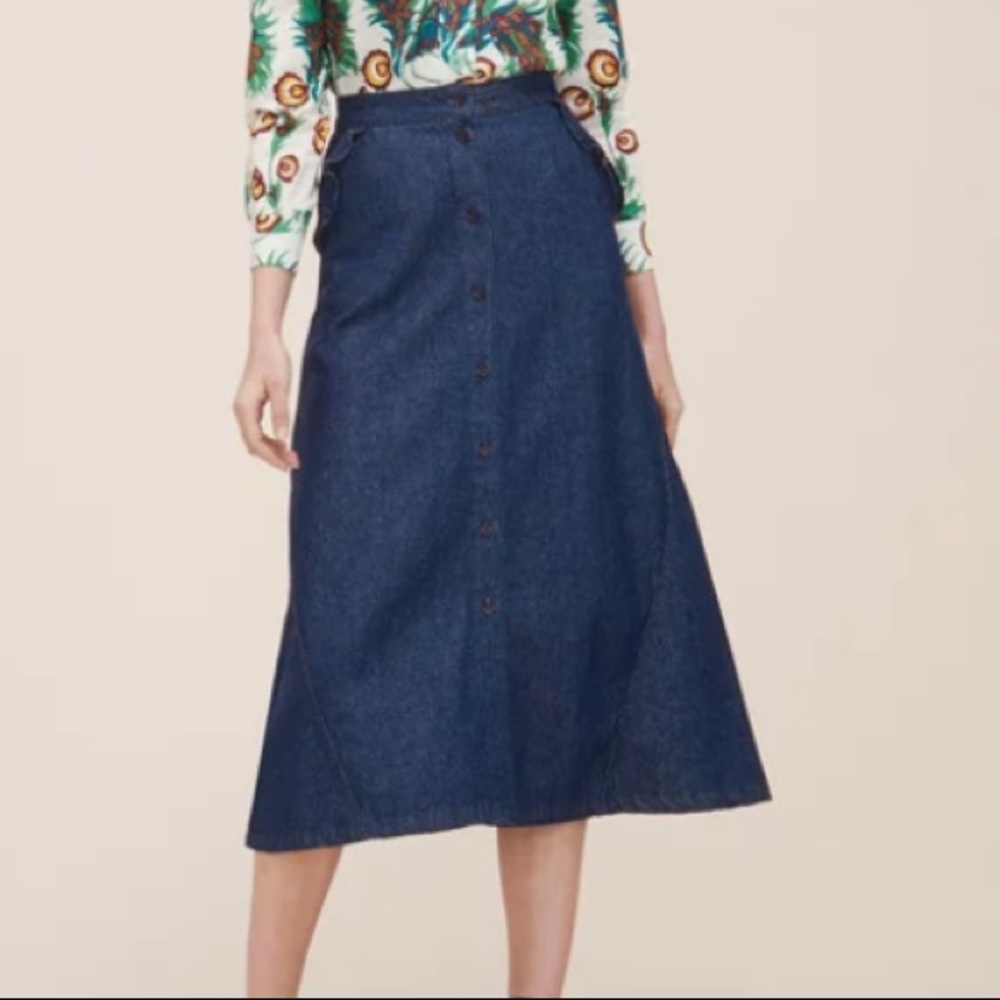 NWT Maje Jingrid vintage denim midi skirt 40 4/6